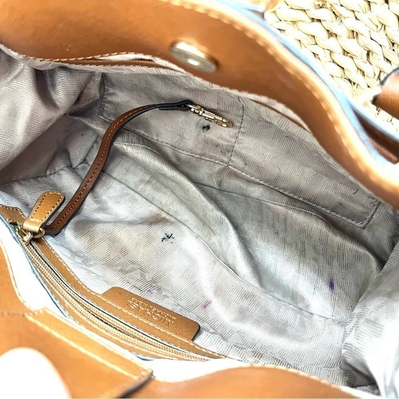 Michael Kors Hamilton Center Stripe Luggage Saffiano Satchel Crossbody Bag - Picture 10 of 16